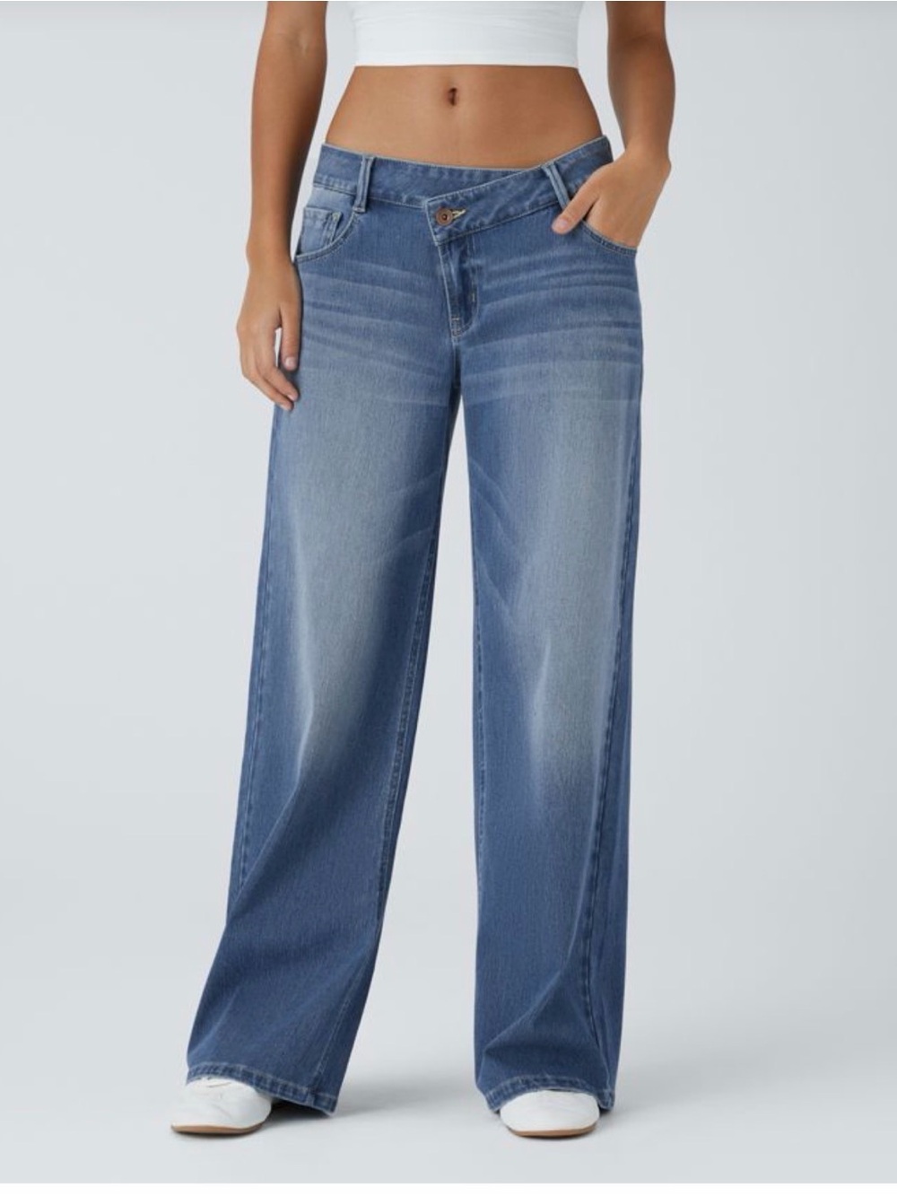 Halara flex asymmetric low rise wide leg jeans -xs petite